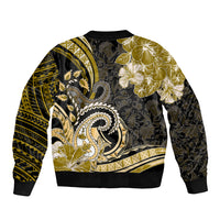 Polynesia Paisley Sleeve Zip Bomber Jacket Mix Gold Polynesian Pattern LT05 - Polynesian Pride