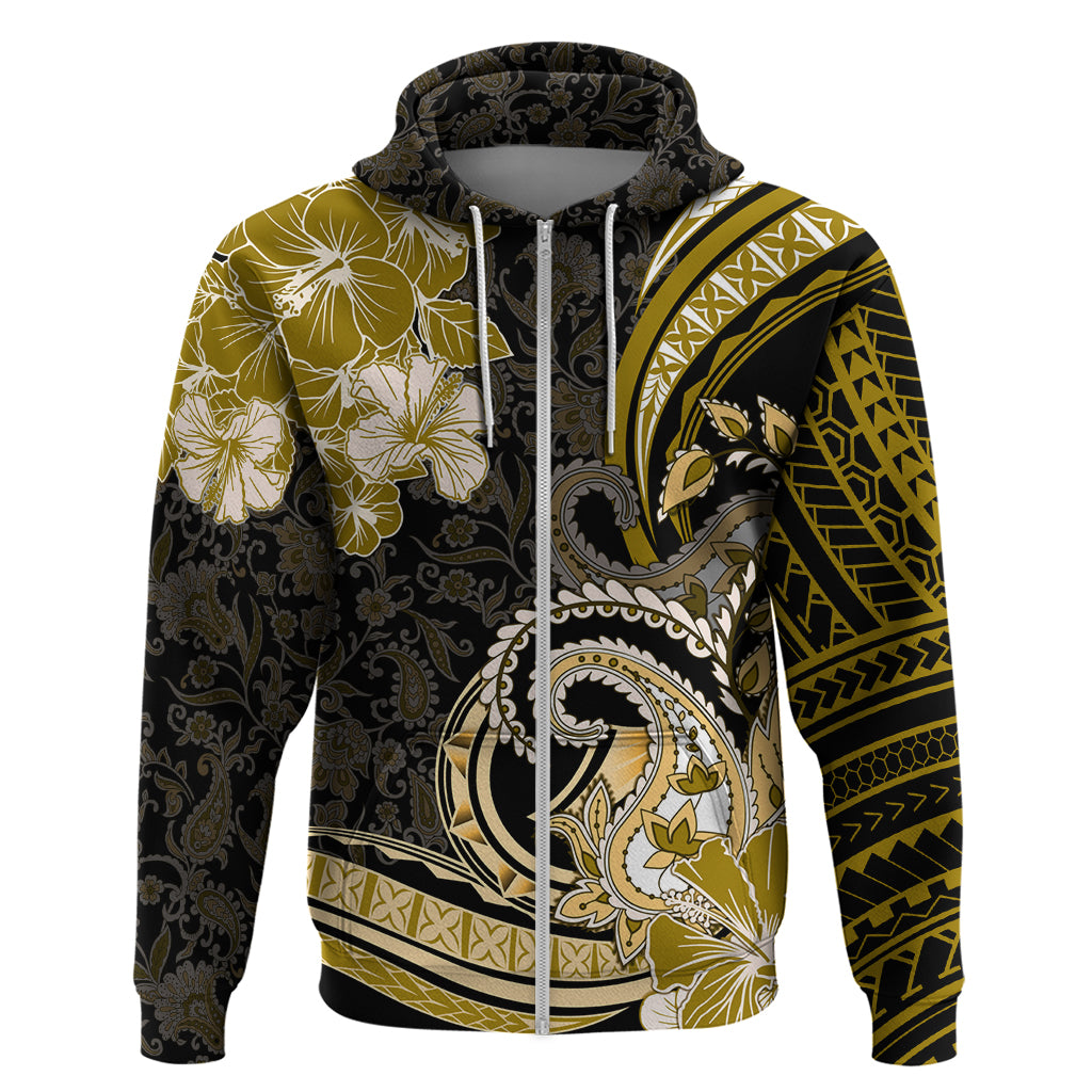 Polynesia Paisley Zip Hoodie Mix Gold Polynesian Pattern LT05 Zip Hoodie Gold - Polynesian Pride