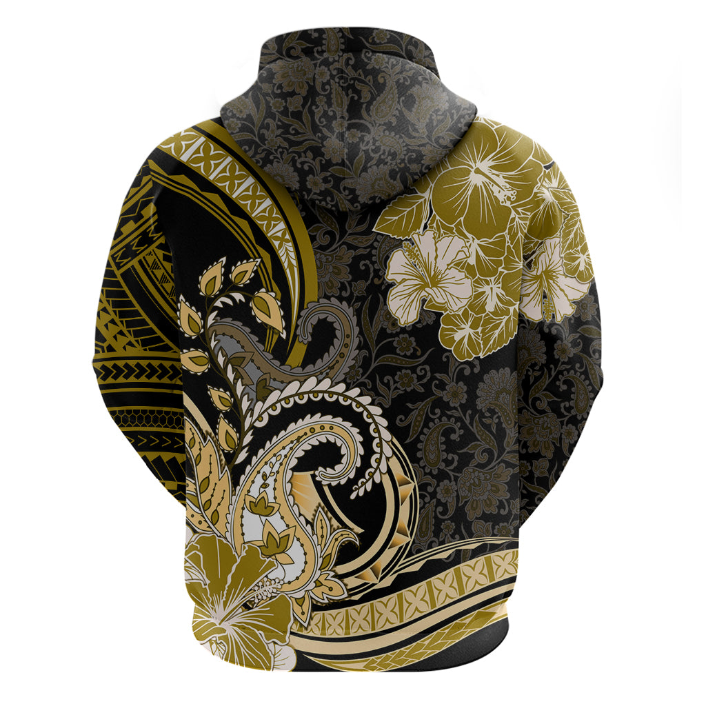 Polynesia Paisley Zip Hoodie Mix Gold Polynesian Pattern LT05 - Polynesian Pride