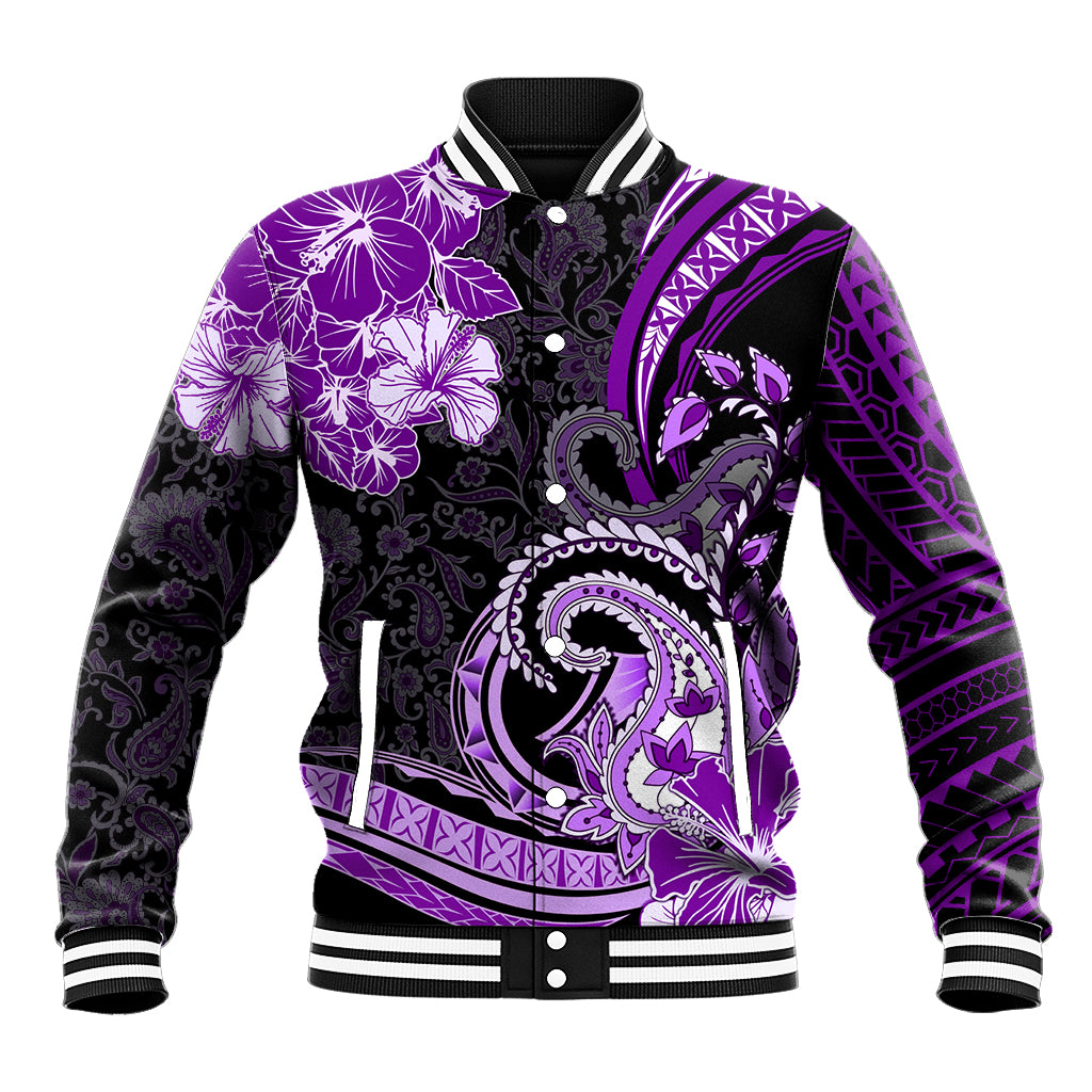 Polynesia Paisley Baseball Jacket Mix Purple Polynesian Pattern LT05 Unisex Purple - Polynesian Pride