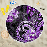 Polynesia Paisley Beach Blanket Mix Purple Polynesian Pattern LT05 One Size 150cm Purple - Polynesian Pride