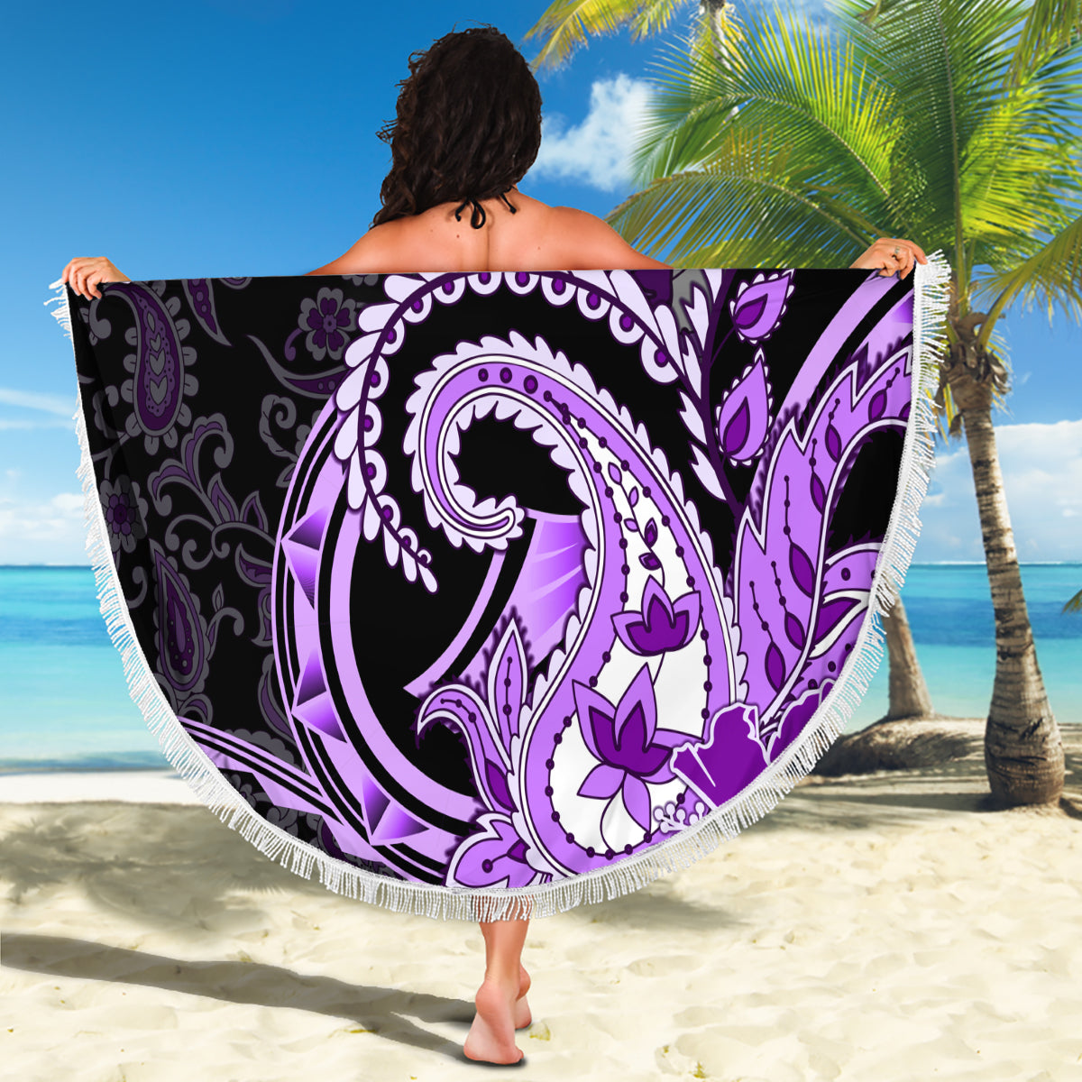 Polynesia Paisley Beach Blanket Mix Purple Polynesian Pattern LT05 - Polynesian Pride