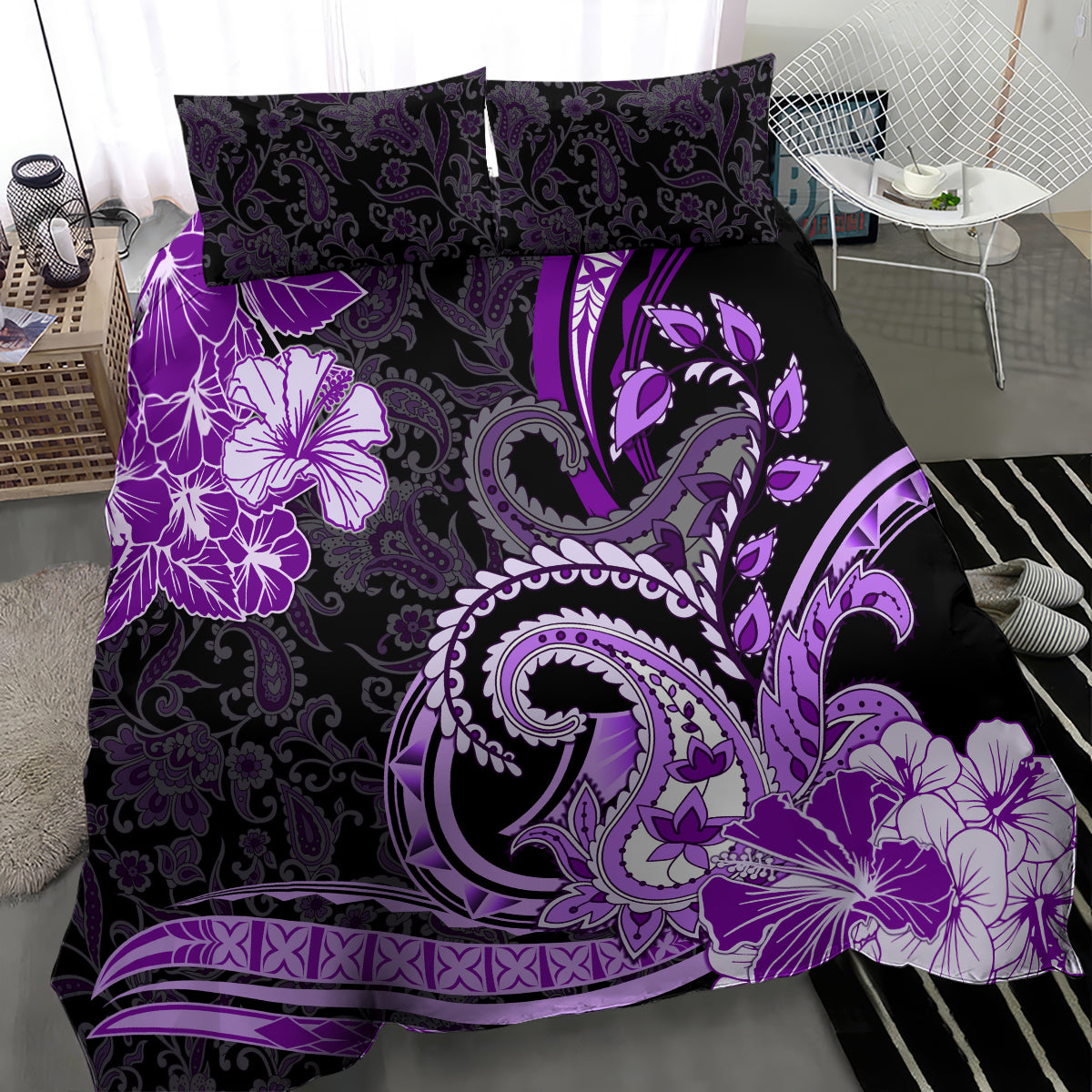Polynesia Paisley Bedding Set Mix Purple Polynesian Pattern