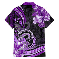 Polynesia Paisley Family Matching Off Shoulder Long Sleeve Dress and Hawaiian Shirt Mix Purple Polynesian Pattern LT05 - Polynesian Pride