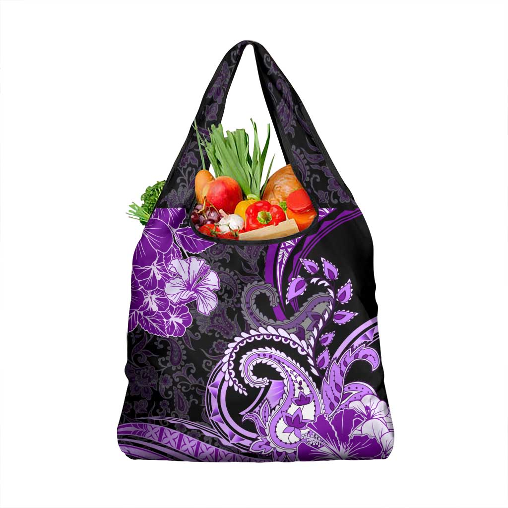 Polynesia Paisley Grocery Bag Mix Purple Polynesian Pattern