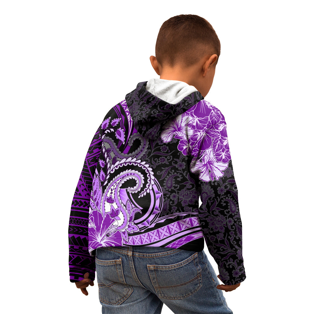 Polynesia Paisley Kid Hoodie Mix Purple Polynesian Pattern LT05 - Polynesian Pride