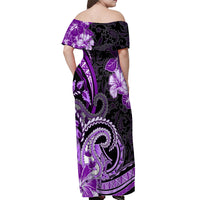 Polynesia Paisley Off Shoulder Maxi Dress Mix Purple Polynesian Pattern LT05 - Polynesian Pride