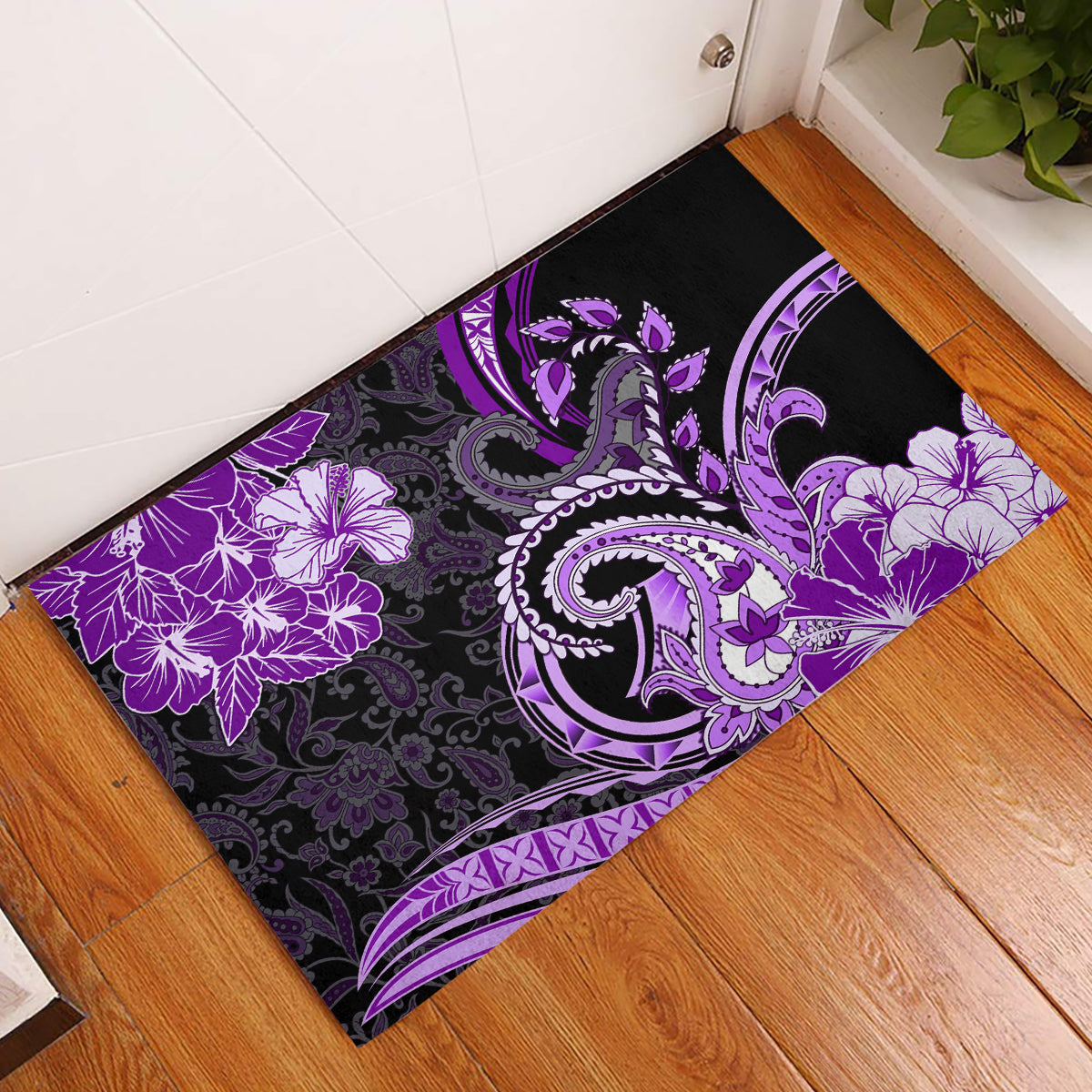 Polynesia Paisley Rubber Doormat Mix Purple Polynesian Pattern LT05 Purple - Polynesian Pride