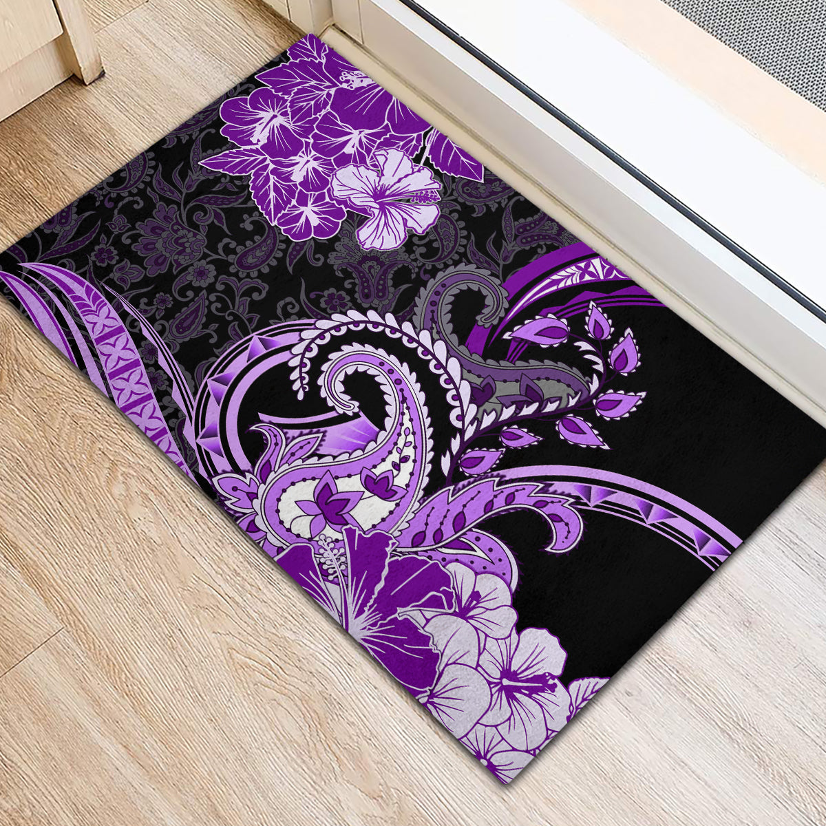 Polynesia Paisley Rubber Doormat Mix Purple Polynesian Pattern LT05 - Polynesian Pride