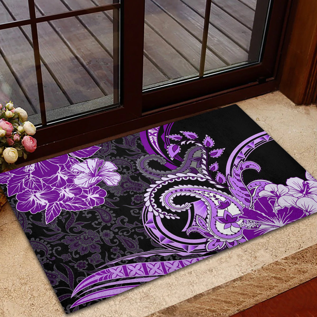 Polynesia Paisley Rubber Doormat Mix Purple Polynesian Pattern LT05 - Polynesian Pride