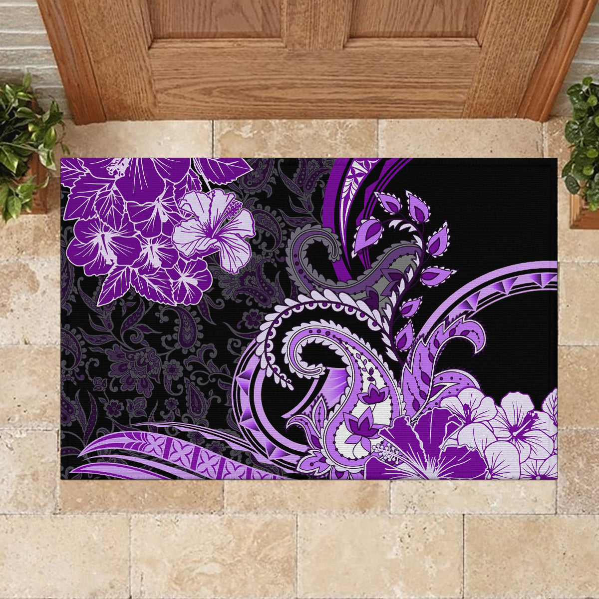 Polynesia Paisley Rubber Doormat Mix Purple Polynesian Pattern LT05 - Polynesian Pride