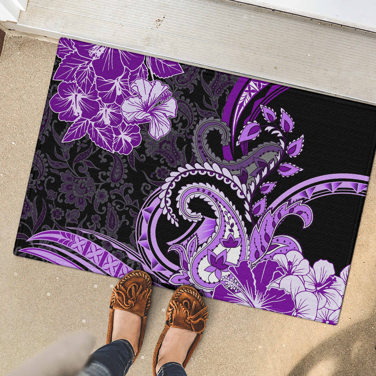 Polynesia Paisley Rubber Doormat Mix Purple Polynesian Pattern LT05 - Polynesian Pride