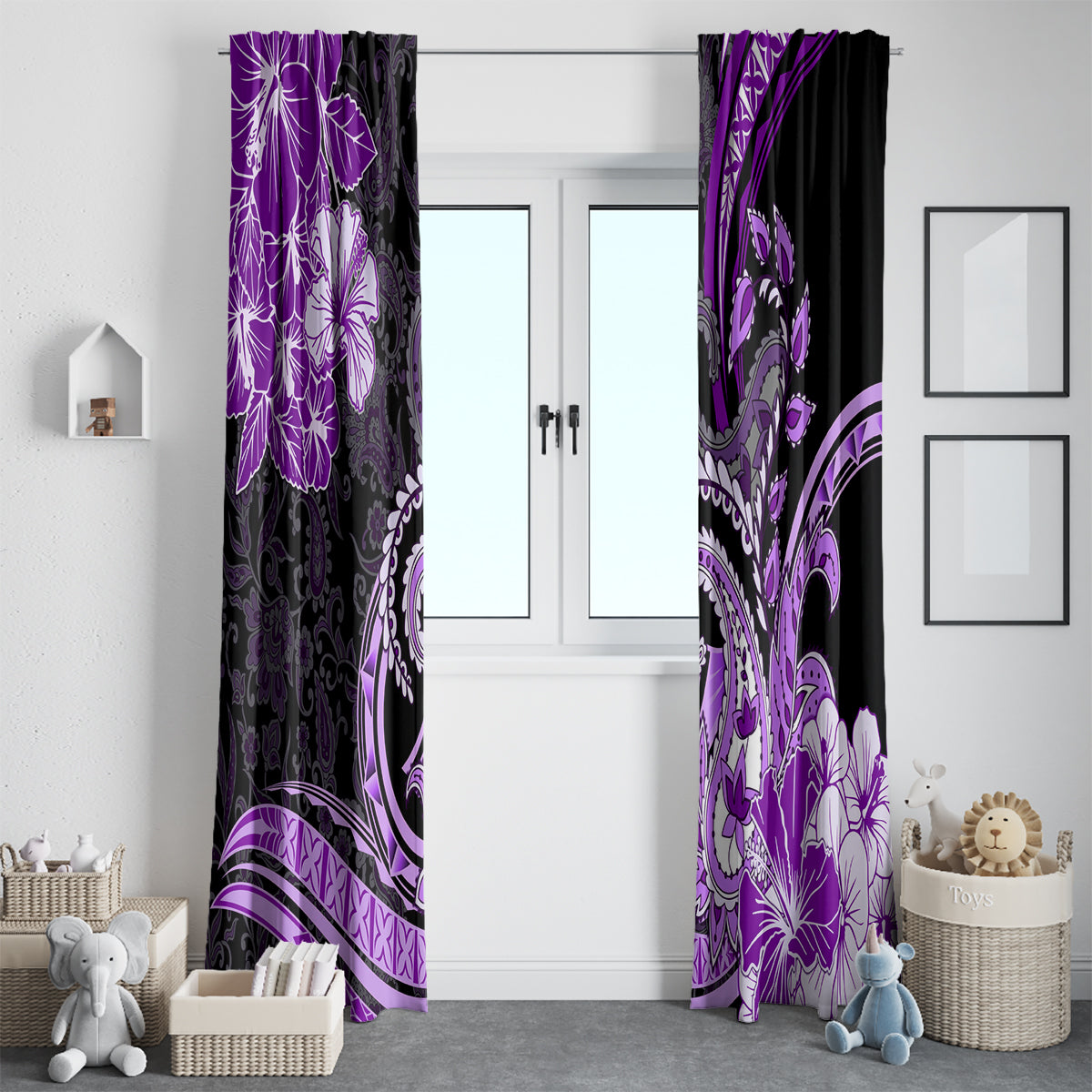 Polynesia Paisley Window Curtain Mix Purple Polynesian Pattern LT05 - Polynesian Pride