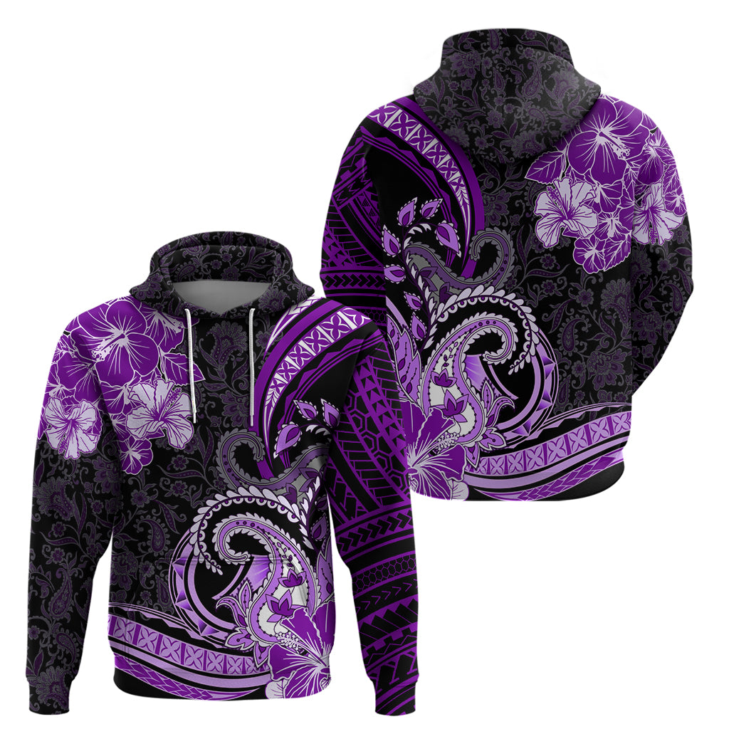 Polynesia Paisley Zip Hoodie Mix Purple Polynesian Pattern LT05 - Polynesian Pride
