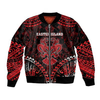 Personalised Easter Island Bomber Jacket Polynesian Pattern Emblem LT05 Unisex Black - Polynesian Pride