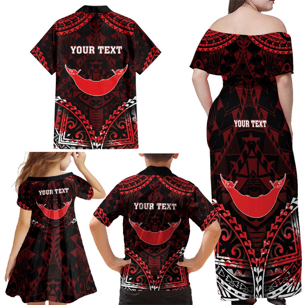 Personalised Easter Island Family Matching Off Shoulder Maxi Dress and Hawaiian Shirt Polynesian Pattern Emblem