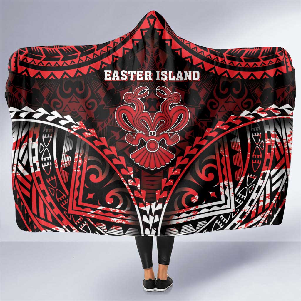 Easter Island Hooded Blanket Polynesian Pattern Emblem