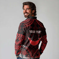 Personalised Easter Island Long Sleeve Polo Shirt Polynesian Pattern Emblem LT05 - Polynesian Pride
