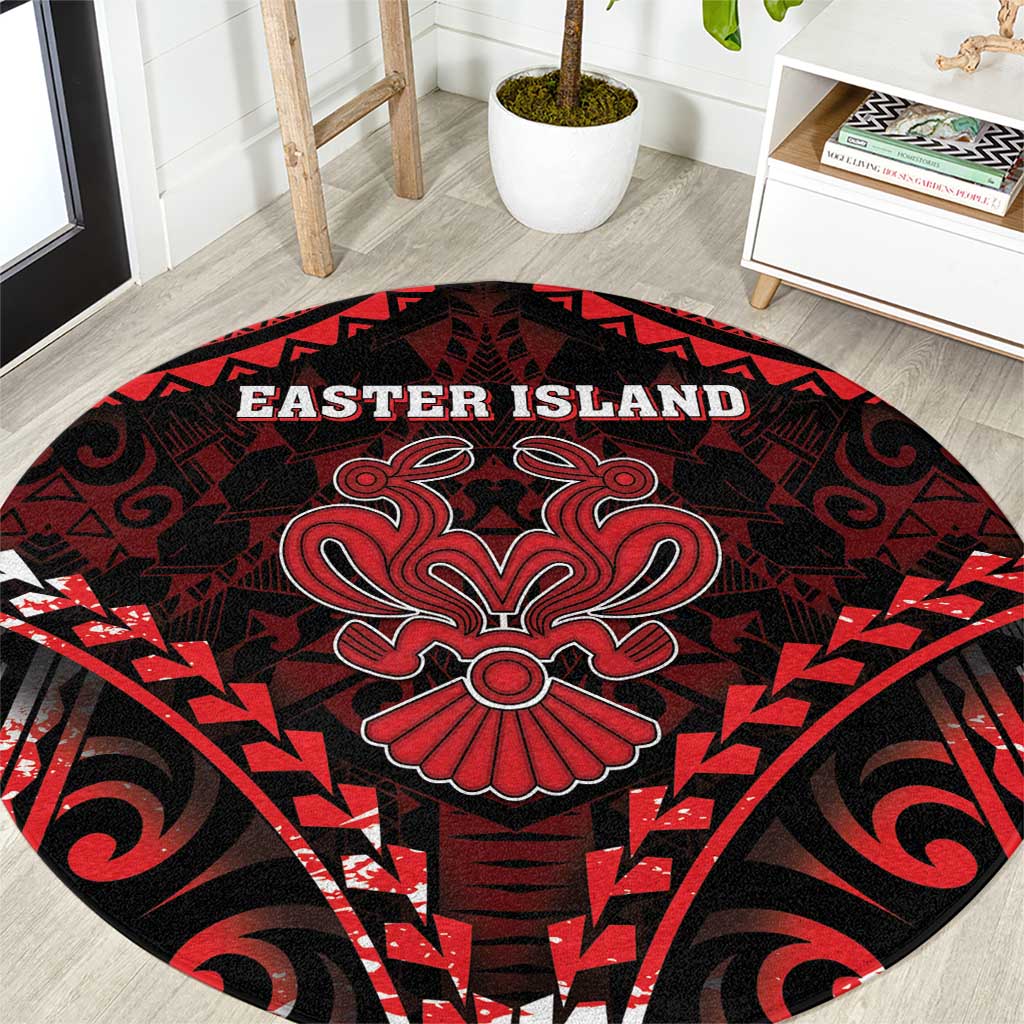Easter Island Round Carpet Polynesian Pattern Emblem