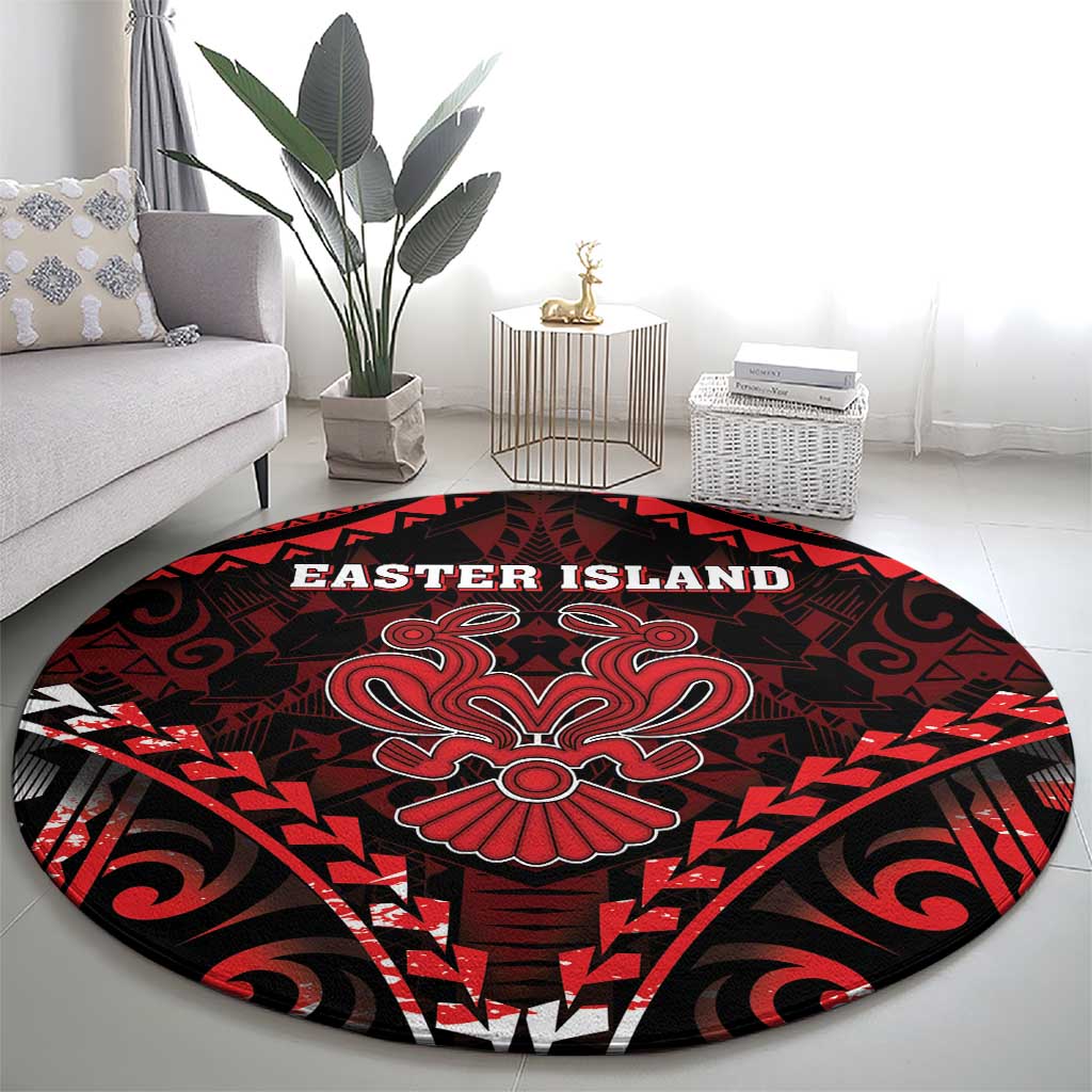 Easter Island Round Carpet Polynesian Pattern Emblem