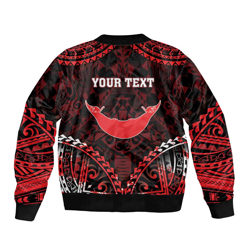 Personalised Easter Island Sleeve Zip Bomber Jacket Polynesian Pattern Emblem LT05 - Polynesian Pride