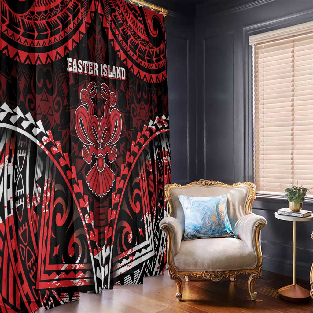 Easter Island Window Curtain Polynesian Pattern Emblem