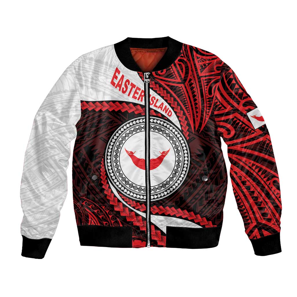 Easter Island Bomber Jacket Moai Statues Polynesian Style LT05 Unisex Red - Polynesian Pride