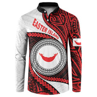 Easter Island Button Sweatshirt Moai Statues Polynesian Style LT05 Red - Polynesian Pride