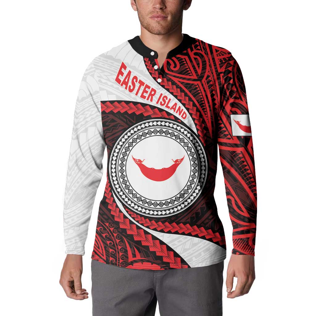 Easter Island Button Sweatshirt Moai Statues Polynesian Style LT05 - Polynesian Pride
