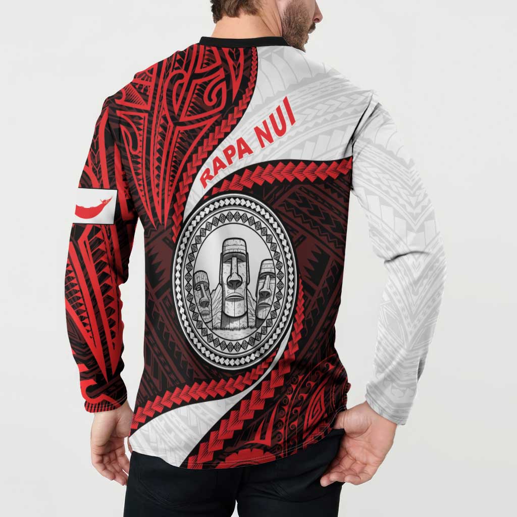 Easter Island Button Sweatshirt Moai Statues Polynesian Style LT05 - Polynesian Pride