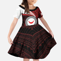 Easter Island Family Matching Long Sleeve Bodycon Dress and Hawaiian Shirt Moai Statues Polynesian Style LT05 Daughter's Dress Red - Polynesian Pride