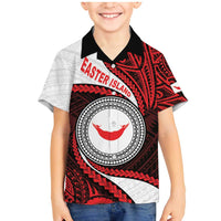 Easter Island Family Matching Mermaid Dress and Hawaiian Shirt Moai Statues Polynesian Style LT05 Son's Shirt Red - Polynesian Pride