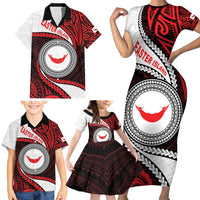 Easter Island Family Matching Short Sleeve Bodycon Dress and Hawaiian Shirt Moai Statues Polynesian Style LT05 - Polynesian Pride