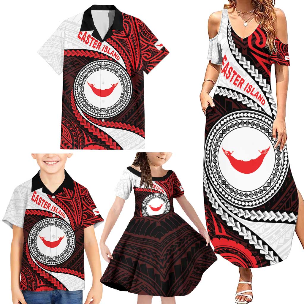 Easter Island Family Matching Summer Maxi Dress and Hawaiian Shirt Moai Statues Polynesian Style LT05 - Polynesian Pride