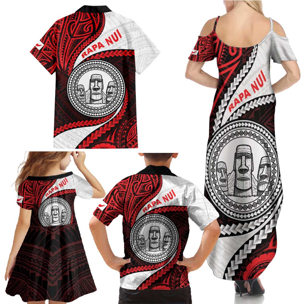 Easter Island Family Matching Summer Maxi Dress and Hawaiian Shirt Moai Statues Polynesian Style LT05 - Polynesian Pride