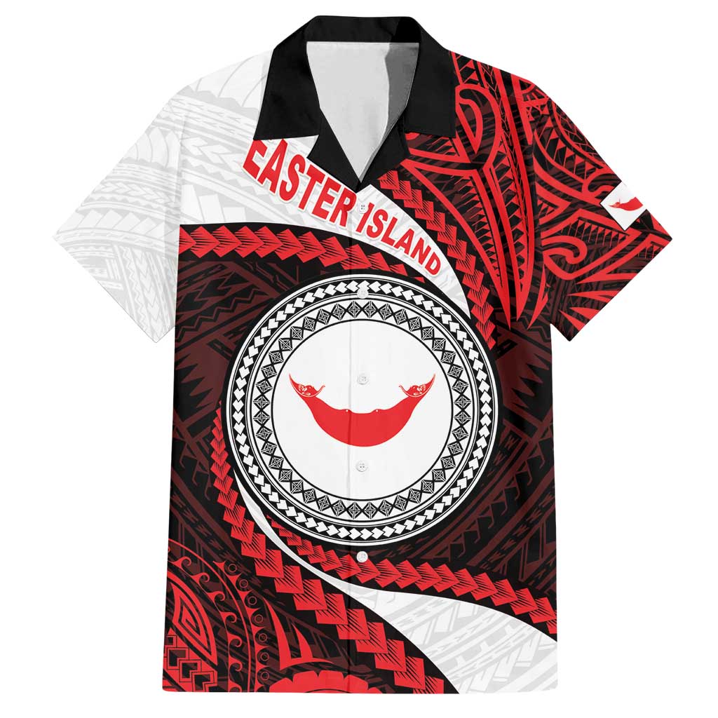 Easter Island Family Matching Summer Maxi Dress and Hawaiian Shirt Moai Statues Polynesian Style LT05 Dad's Shirt - Short Sleeve Red - Polynesian Pride