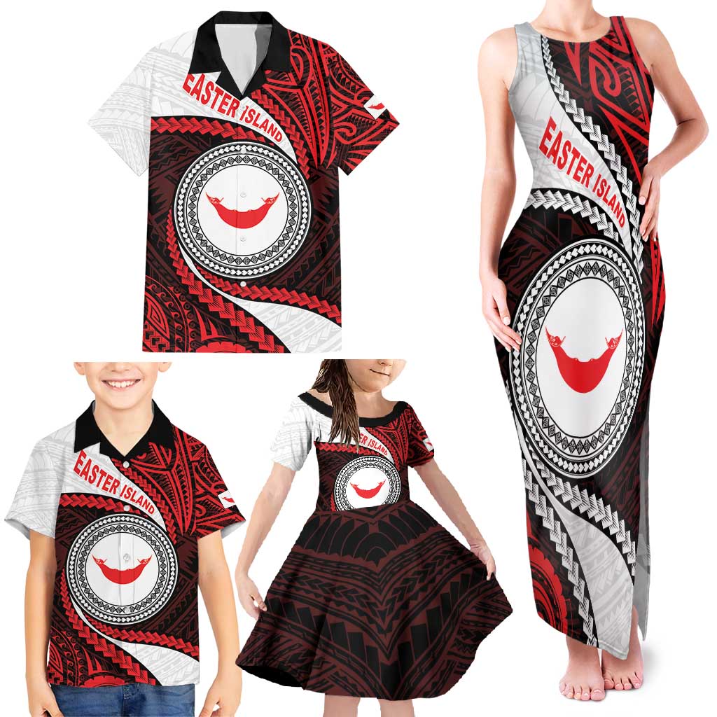 Easter Island Family Matching Tank Maxi Dress and Hawaiian Shirt Moai Statues Polynesian Style LT05 - Polynesian Pride