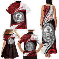 Easter Island Family Matching Tank Maxi Dress and Hawaiian Shirt Moai Statues Polynesian Style LT05 - Polynesian Pride