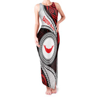 Easter Island Family Matching Tank Maxi Dress and Hawaiian Shirt Moai Statues Polynesian Style LT05 Mom's Dress Red - Polynesian Pride