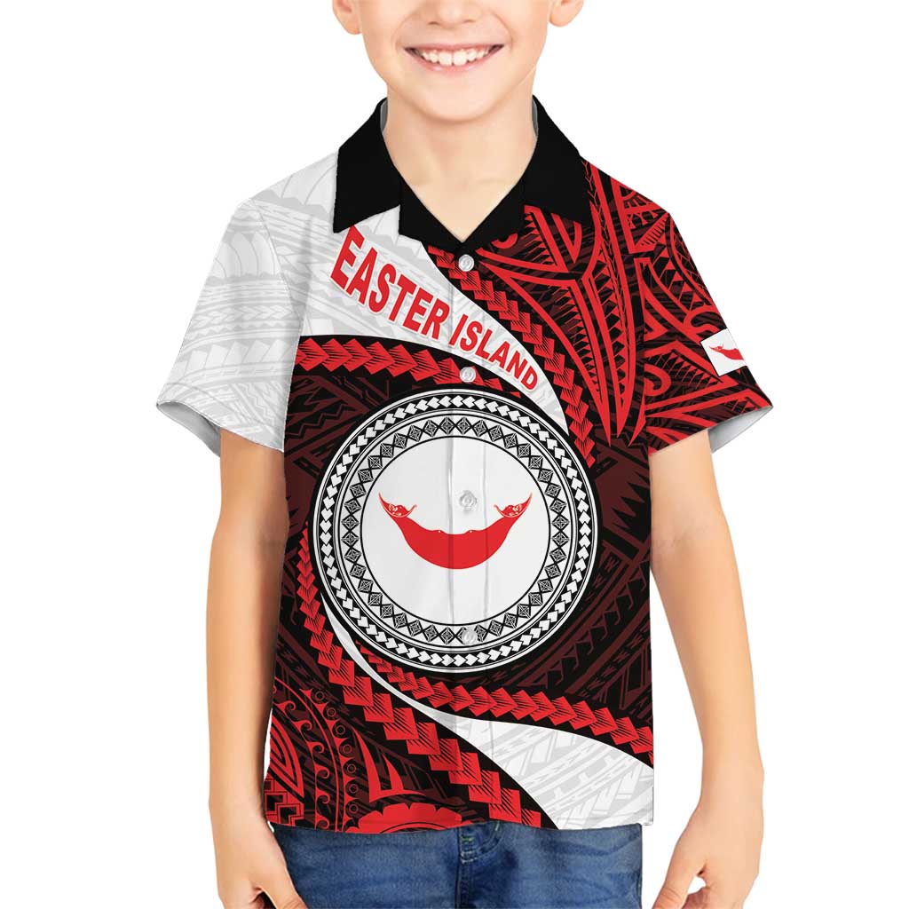 Easter Island Family Matching Tank Maxi Dress and Hawaiian Shirt Moai Statues Polynesian Style LT05 Son's Shirt Red - Polynesian Pride