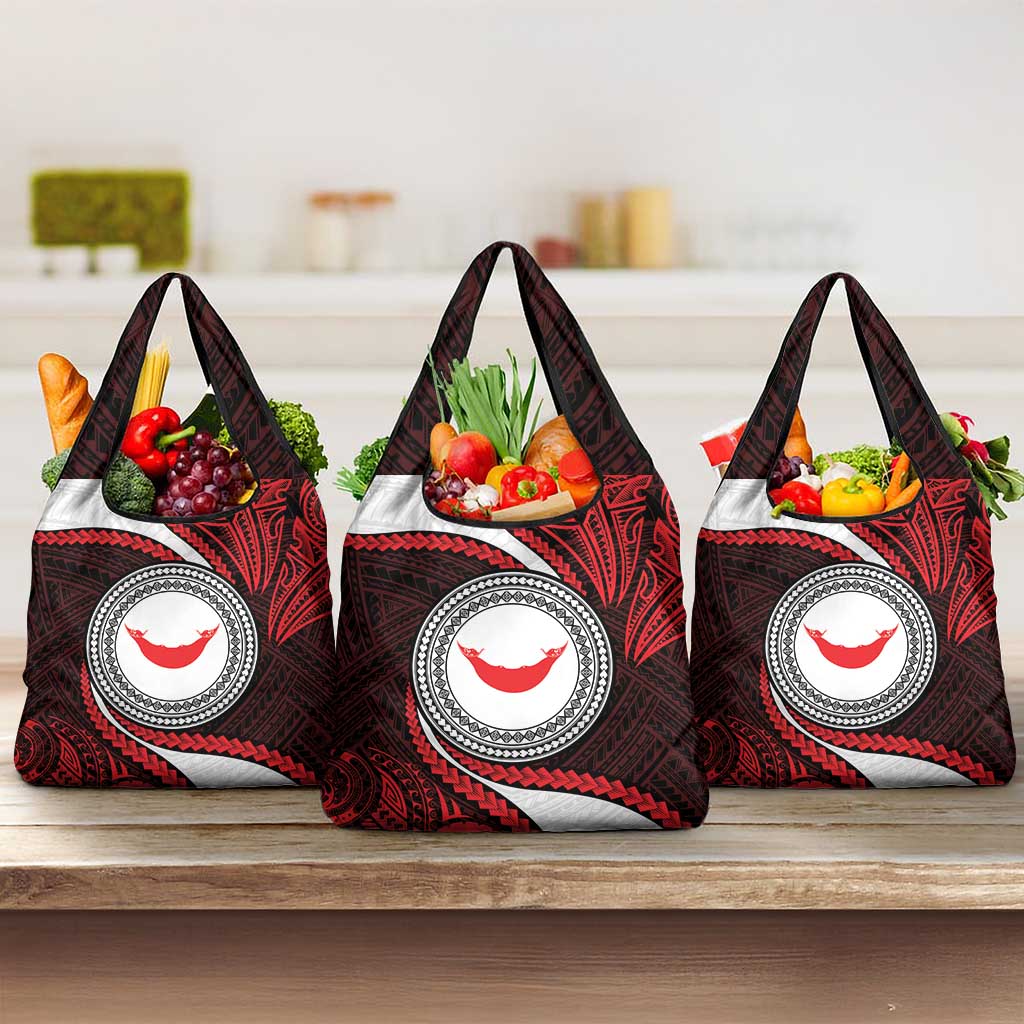 Easter Island Grocery Bag Moai Statues Polynesian Style LT05 3-pack One Size Red - Polynesian Pride