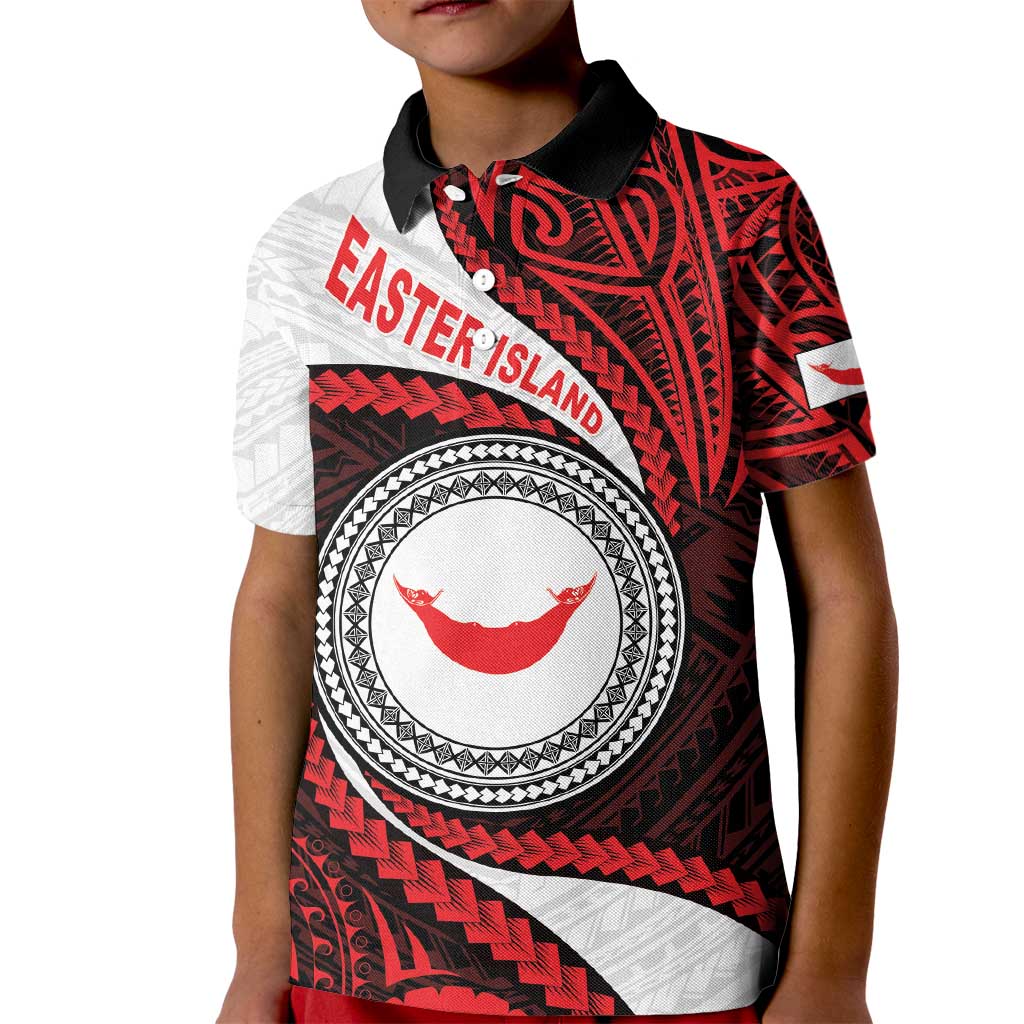 Easter Island Kid Polo Shirt Moai Statues Polynesian Style LT05 Kid Red - Polynesian Pride