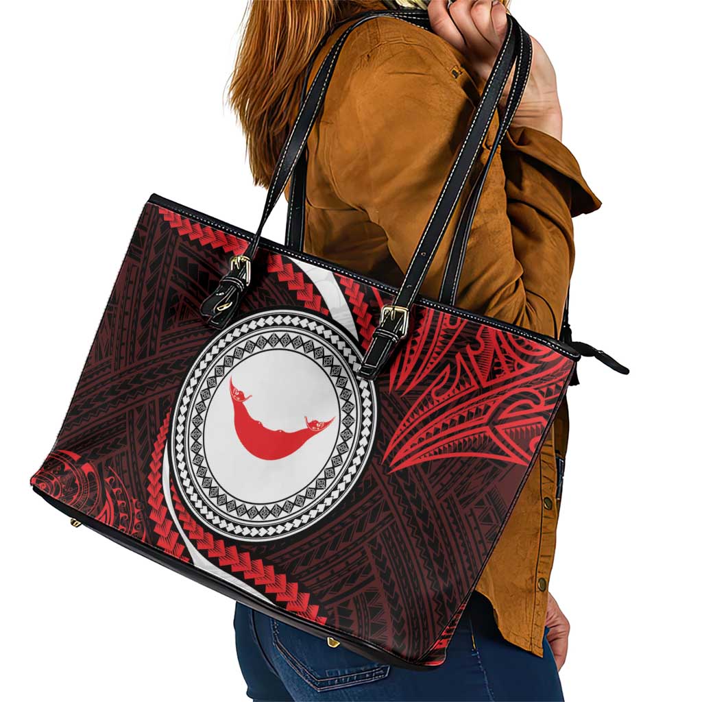 Easter Island Leather Tote Bag Moai Statues Polynesian Style LT05 - Polynesian Pride