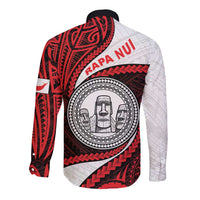 Easter Island Long Sleeve Button Shirt Moai Statues Polynesian Style LT05 - Polynesian Pride