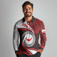 Easter Island Long Sleeve Polo Shirt Moai Statues Polynesian Style LT05 - Polynesian Pride