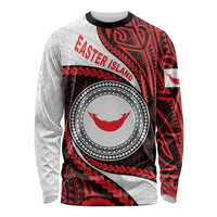 Easter Island Long Sleeve Shirt Moai Statues Polynesian Style LT05 Unisex Red - Polynesian Pride