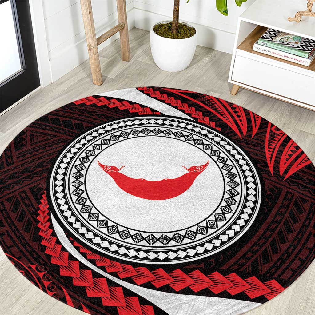 Easter Island Round Carpet Moai Statues Polynesian Style