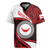 Easter Island Rugby Jersey Moai Statues Polynesian Style LT05 Red - Polynesian Pride