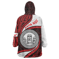 Easter Island Wearable Blanket Hoodie Moai Statues Polynesian Style
