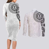 New Zealand Aotearoa Couples Matching Long Sleeve Bodycon Dress and Long Sleeve Button Shirt Maori Te Mata O Rongokako